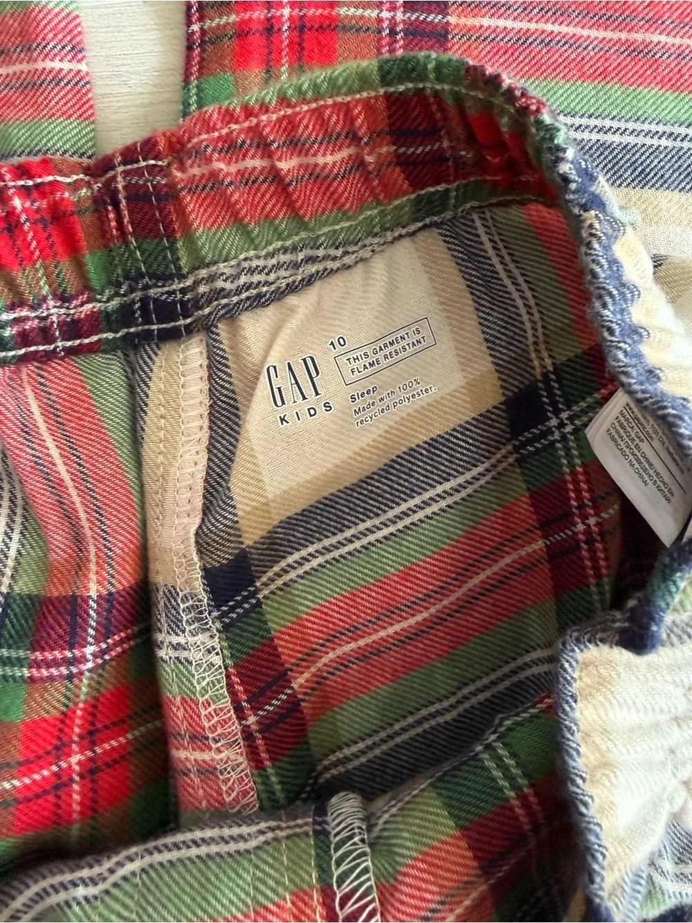 Gap Red Check Christmas Panamas Beige Size 10 NWT IN PACKAGE